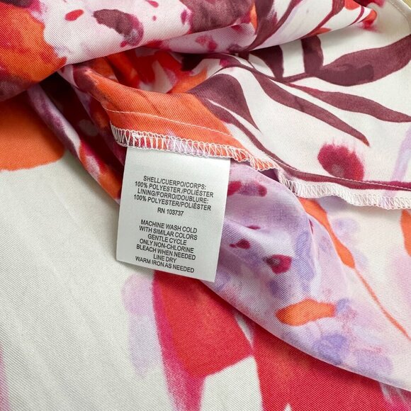 Donna Morgan Floral Pattern Dress Handkerchief Bottom 6 Red Pink White - Picture 5 of 7